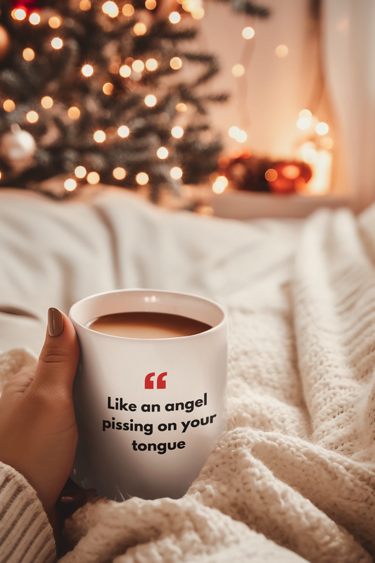 White Glossy Mug with Real Dutch/Belgian Saying/Quote Translated to English (Funny) - Angel