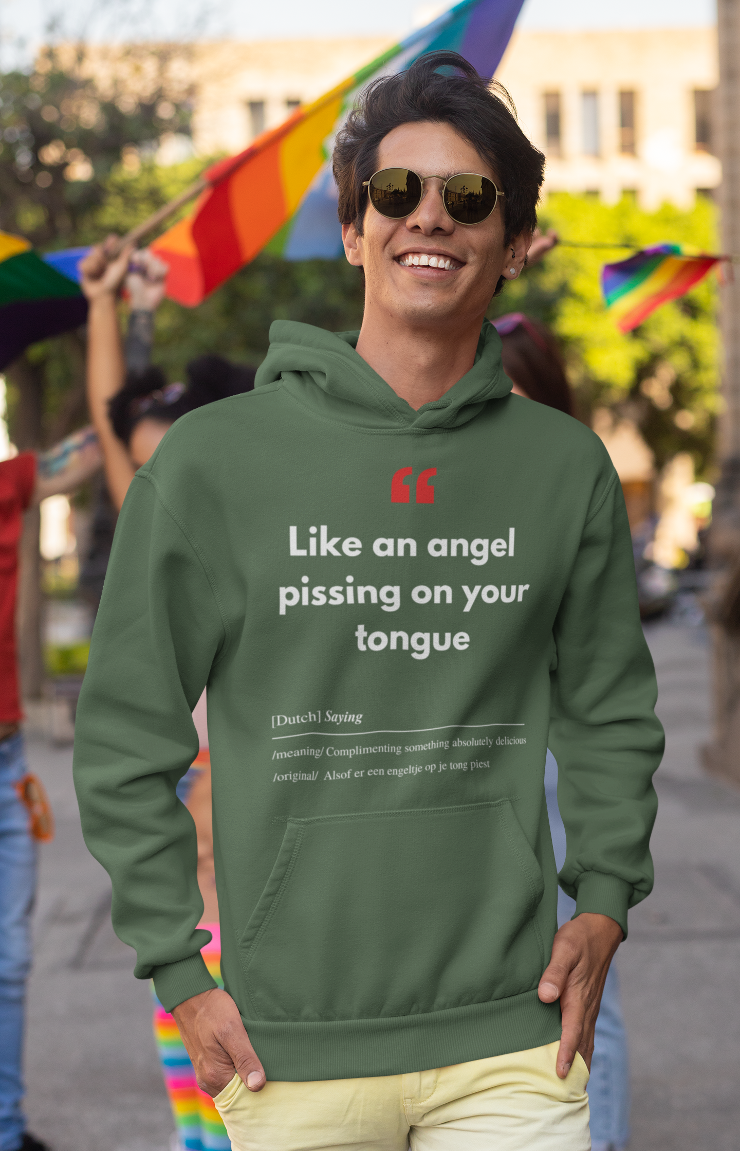 Unisex Hoodie met Vlaamse/Nederlandstalige Uitdrukking/Quote letterlijk vertaald naar het Engels (Flenglish) - Engeltje