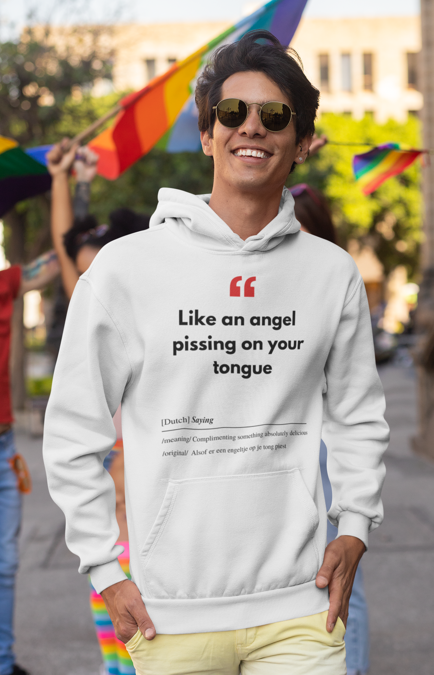 Unisex Hoodie met Vlaamse/Nederlandstalige Uitdrukking/Quote letterlijk vertaald naar het Engels (Flenglish) - Engeltje