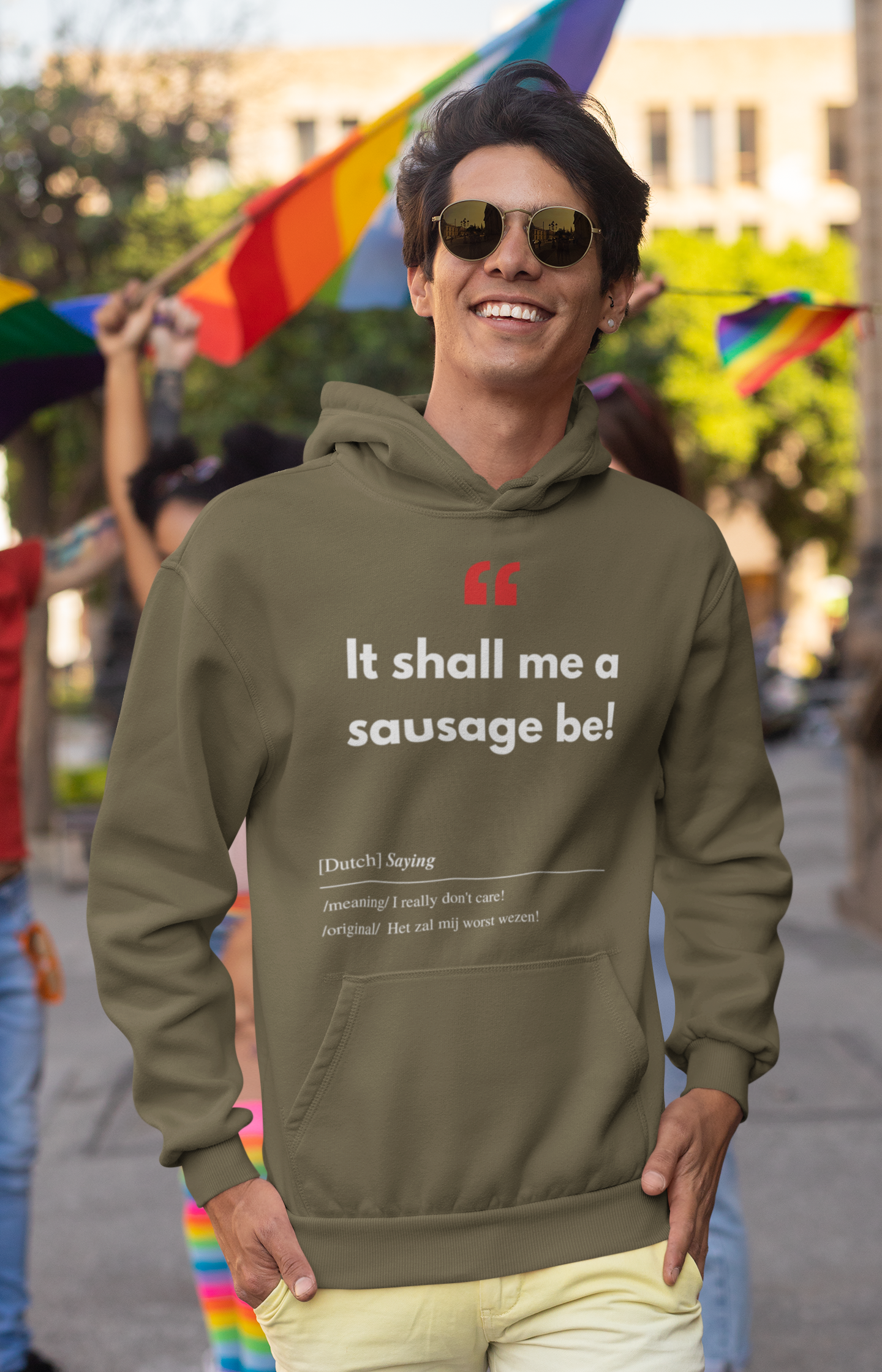 Unisex Hoodie met Vlaamse/Nederlandstalige Uitdrukking/Quote letterlijk vertaald naar het Engels (Flenglish) - Worst