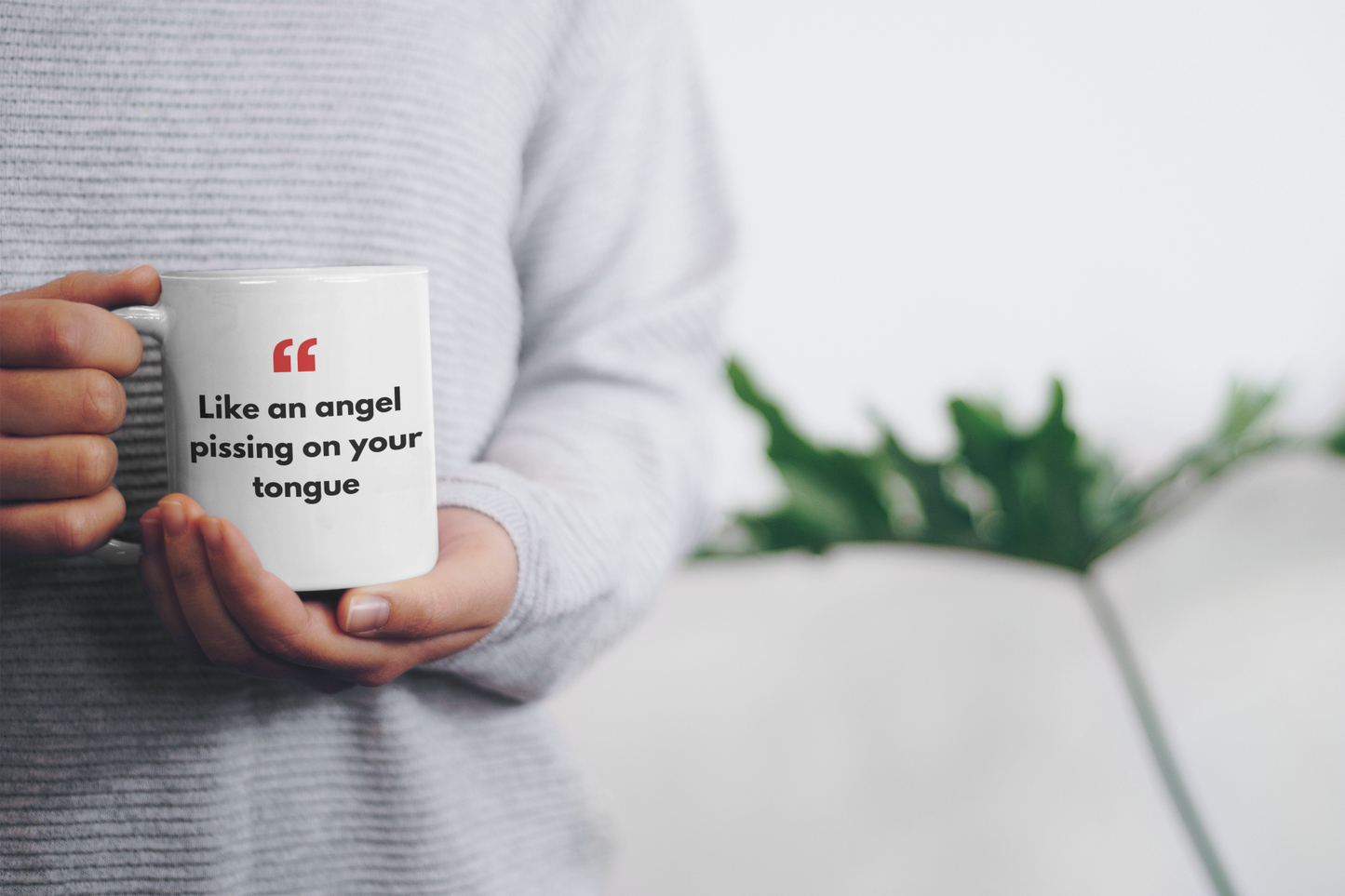 White Glossy Mug with Real Dutch/Belgian Saying/Quote Translated to English (Funny) - Angel