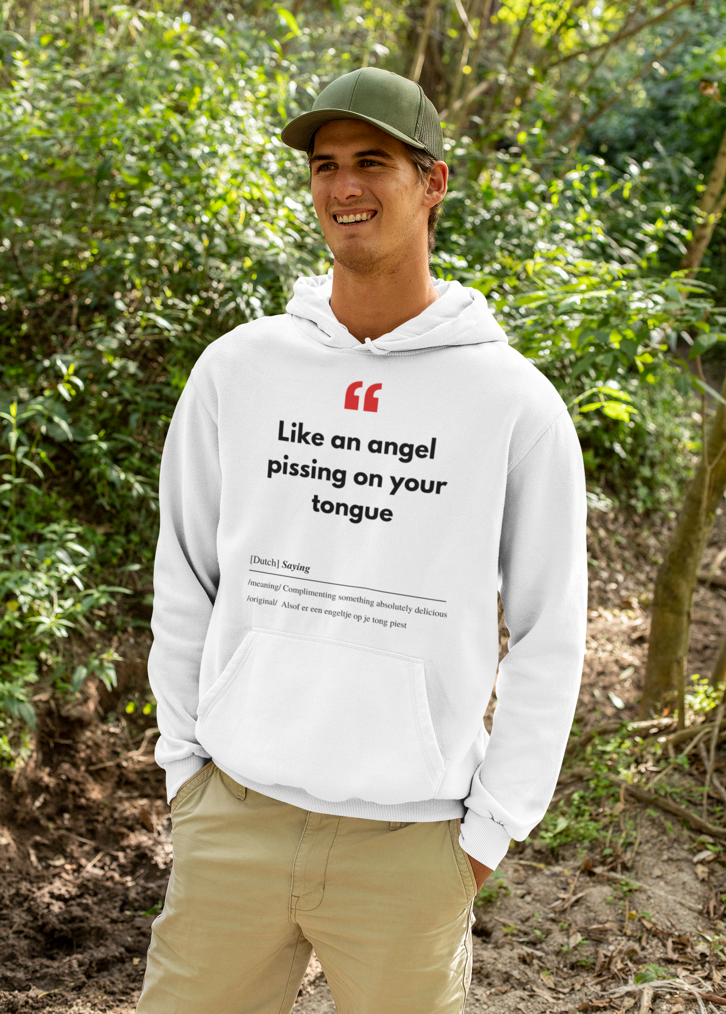 Unisex Hoodie met Vlaamse/Nederlandstalige Uitdrukking/Quote letterlijk vertaald naar het Engels (Flenglish) - Engeltje